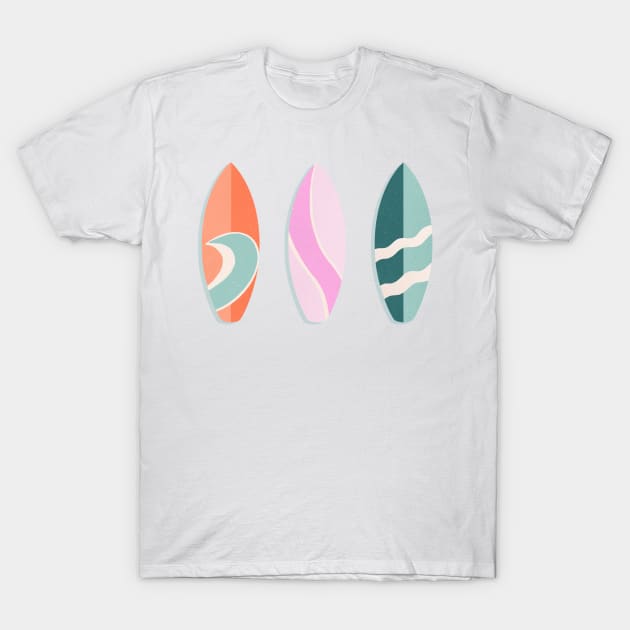 Pink, orange and teal retro surfboards T-Shirt by Home Cyn Home 